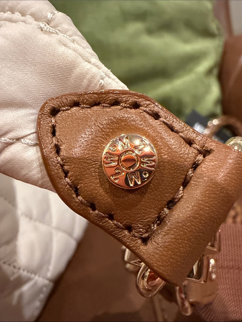 MZ Wallace Crosby Sling Bag - Cream Quilted Crossbody Belt Bag with Tan Trim - Picture 6 of 17